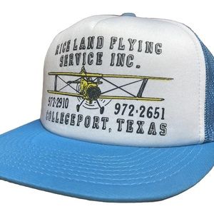 VTG Trucker Hat Mesh Snapback Crop Duster RiceLand Flying Svc Collegeport Tx Cap